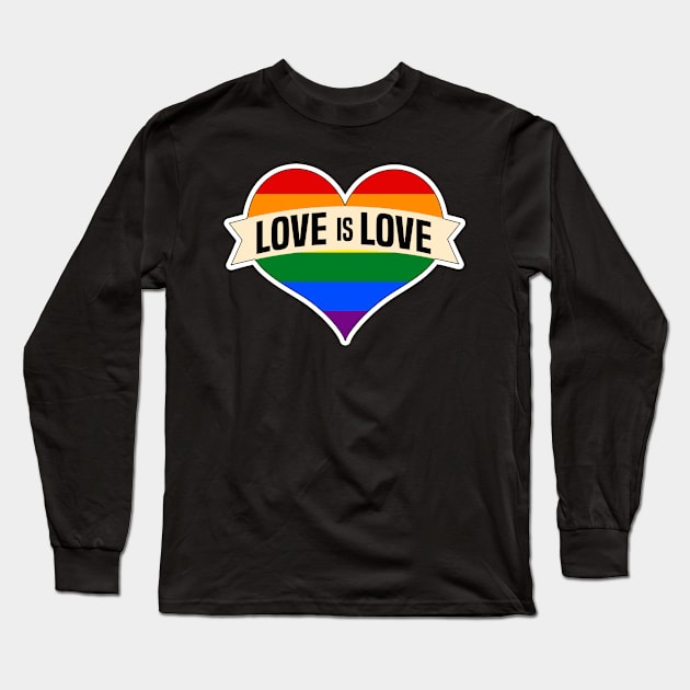 Love is Love Heart Gay Pride Rainbow Long Sleeve T-Shirt by MilotheCorgi